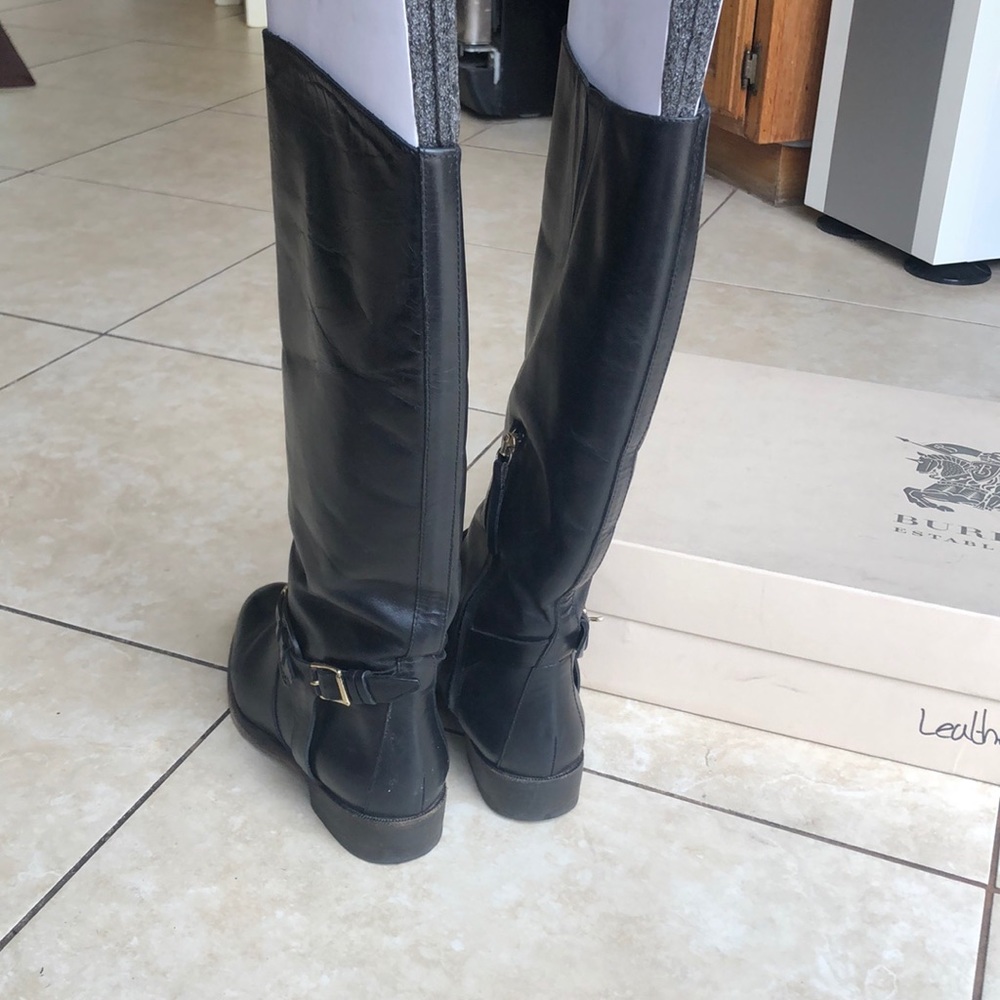 Burberry Knee Black Leather Boots - Picture 5 of 7